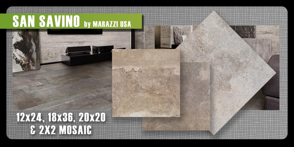 San Savino porcelain tile Marazzi USA mosaic field concrete urban contemporary cool tones