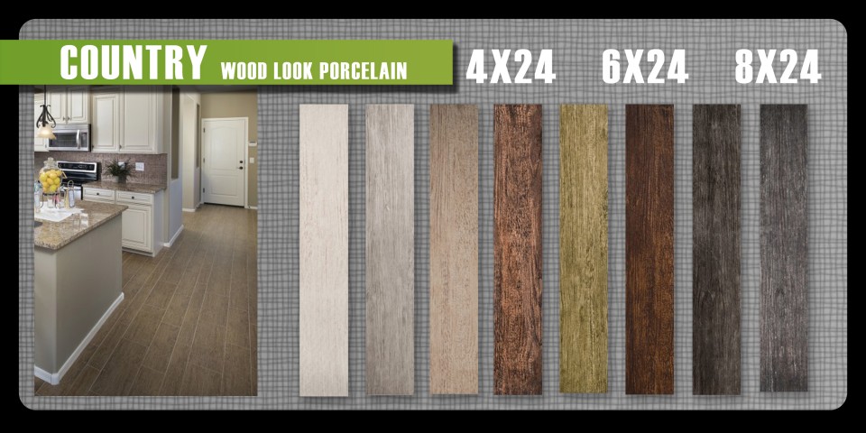Wood look porcelain tile Emser Country high variation eight colors