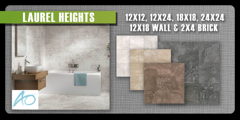 Laurel Heights by American Olean is a beautiful porcelain tile in large sizes and a versatile 2x4 brick mosaic.