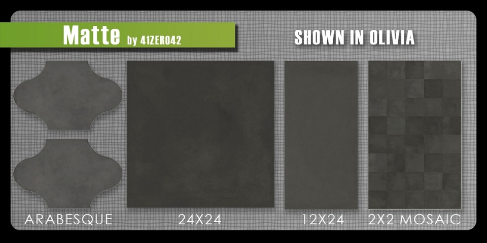 41zero42 concrete porcelain tile Mate 2x2 mosaic large format 12x24 24x24 arabesque in two colors modern industrial color body 