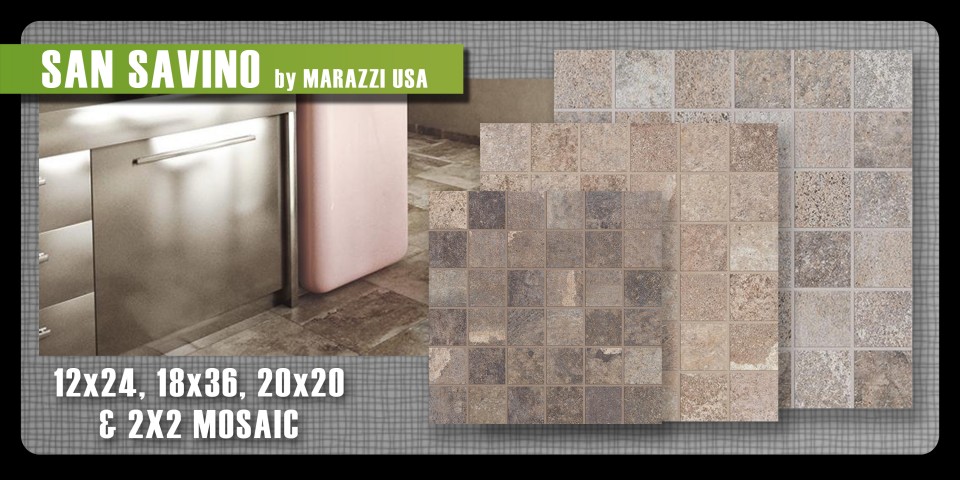 San Savino porcelain tile Marazzi USA mosaic field concrete urban contemporary cool tones