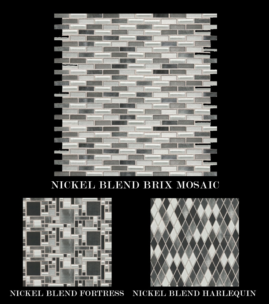 metal mosaic Daltile shimmer brix fortress harlequin mosaic sheet copper nickel reflective metallic blends diamond mini brick random mosaic Fashion accents