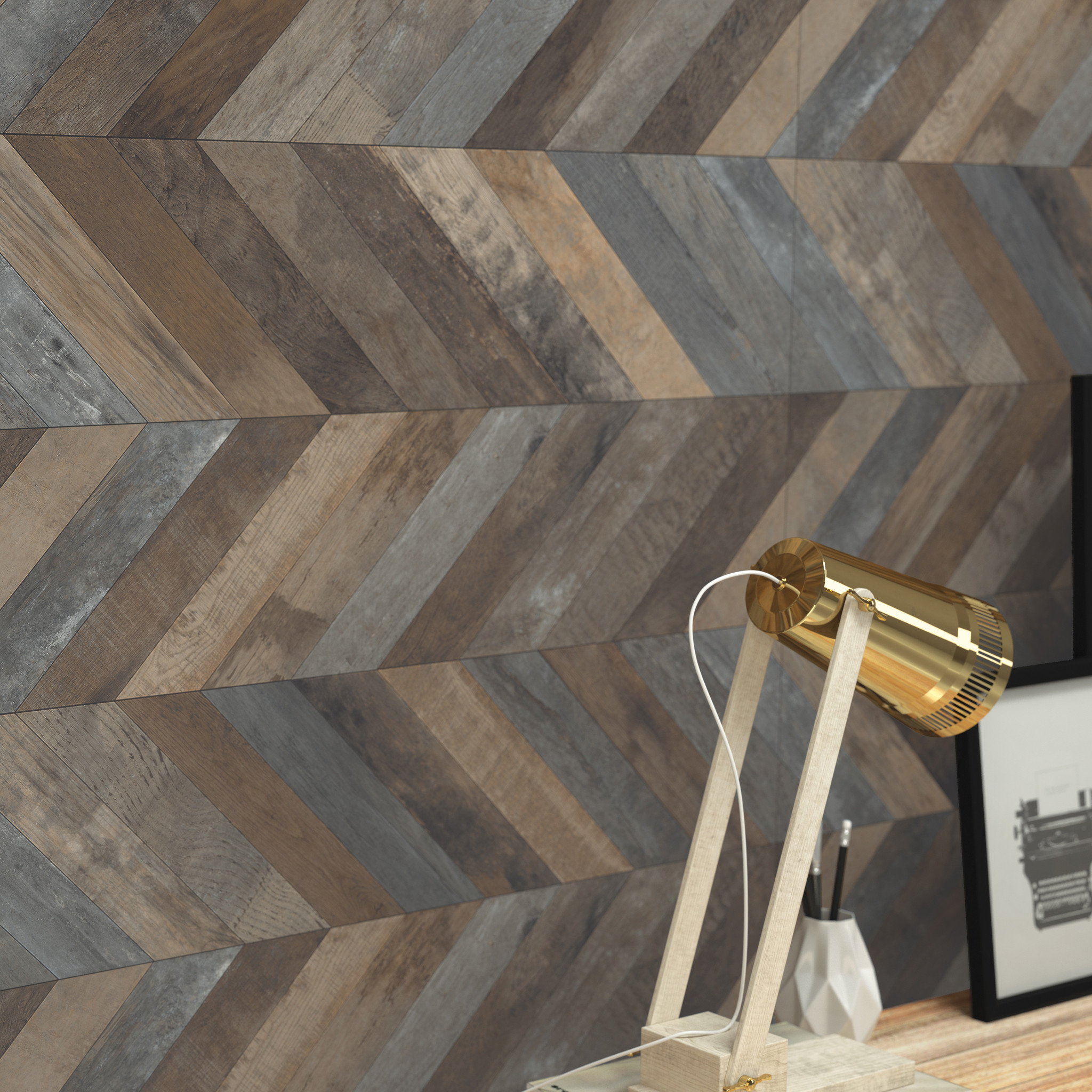 Velocity Emser Chevron wood panel decorative texture rustic wood plank