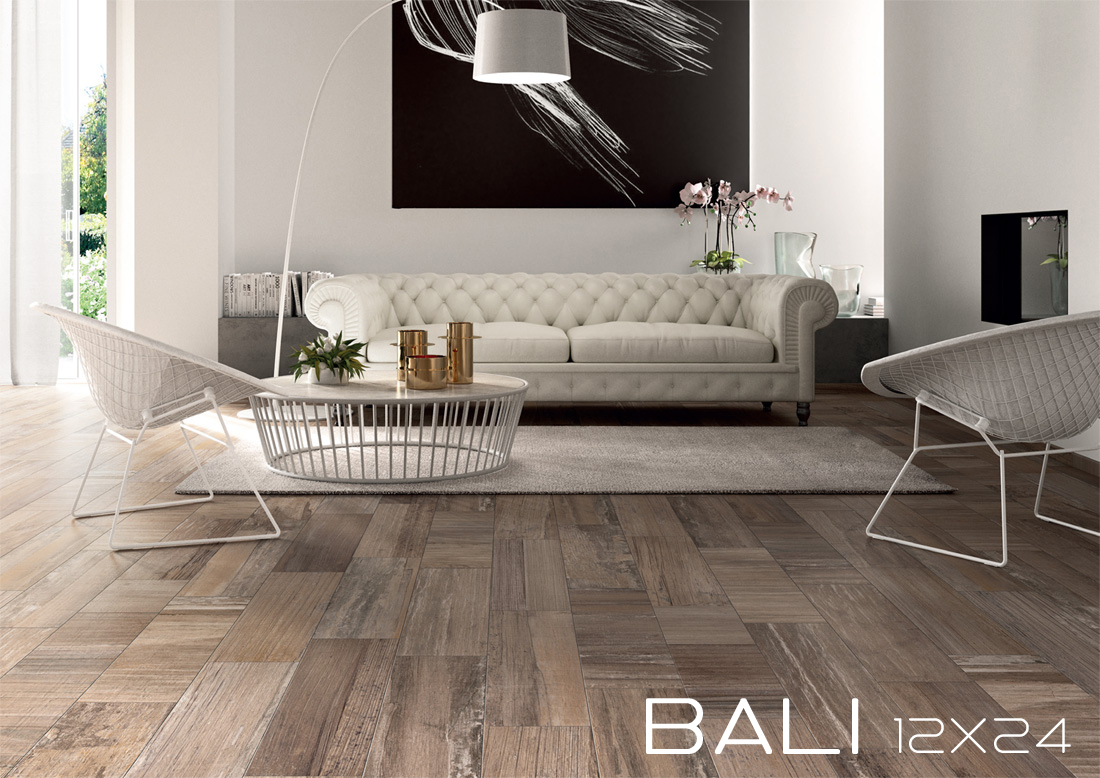 Porcelain tile S'tile Bali exotic natural gray camou 12x24 wood plank contemporary grey tones taupe mauve flooring 2015 trends