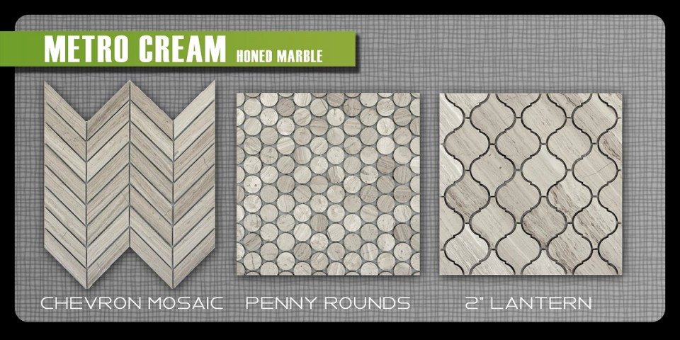 Emser honed marble metro mosaics natural stone grey taupe mosaics lantern penny round chevron sheet